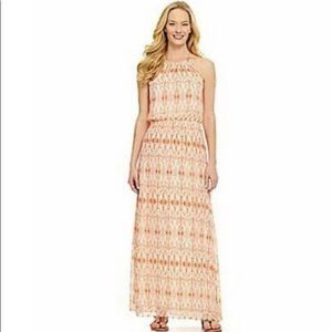 Antonio melani goddess orange and white maxi dress 12